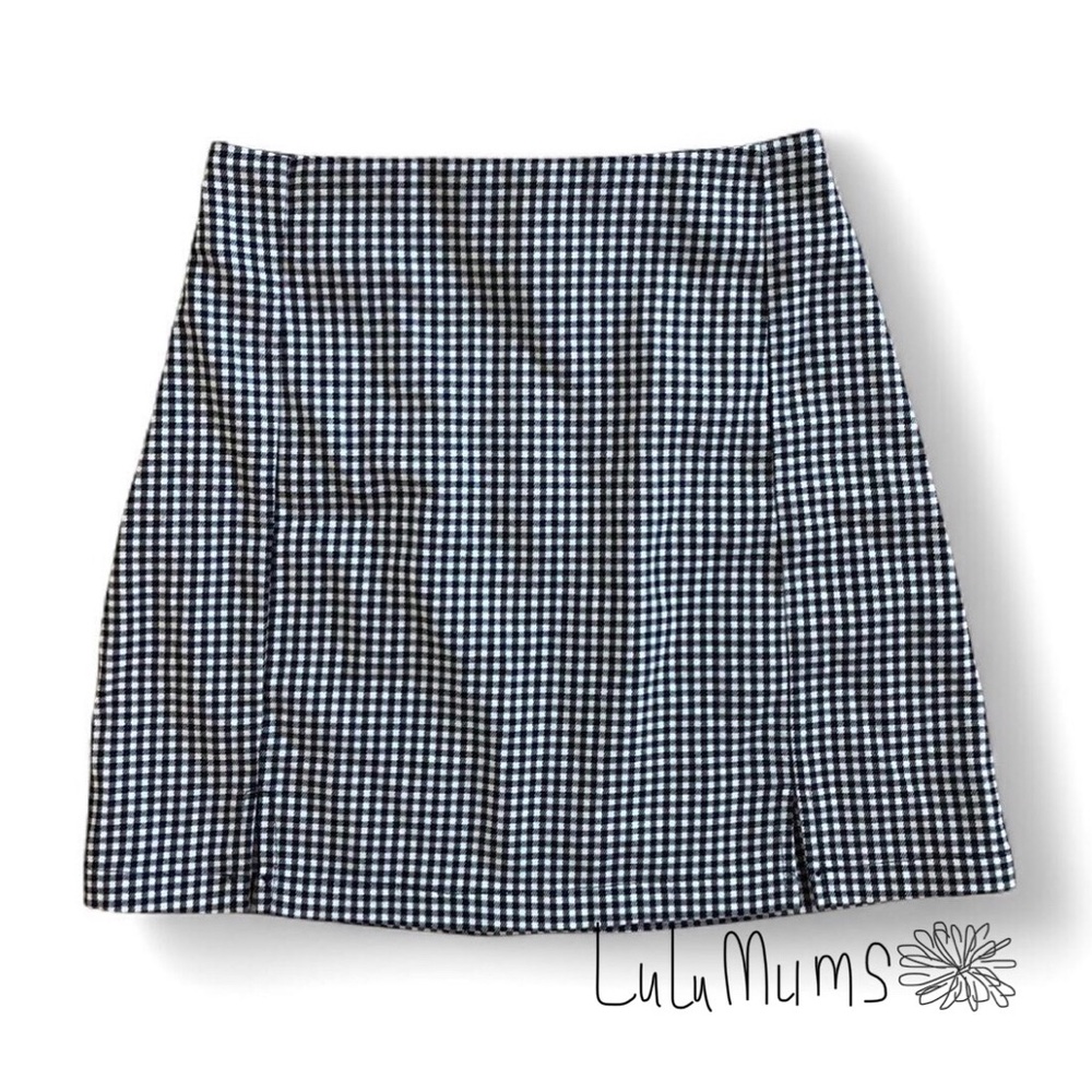 BRANDY🩷MELVILLE JOHN GALT Skirt with Kick Pleat Black White One Size XS-S
